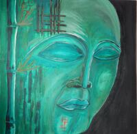 Buddha &Ouml;l auf Leinwand 50 x 50 cm